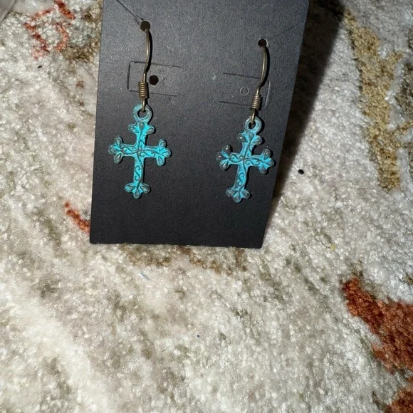 Turquoise Cross Earrings - Picture 5 of 5